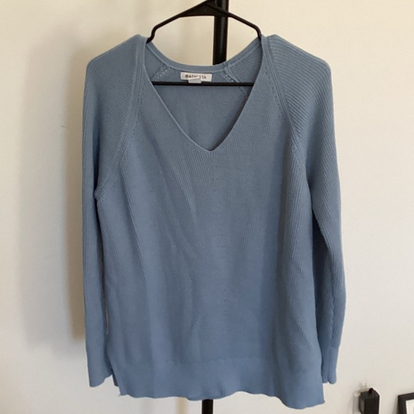 Athleta Sky Blue V-Neck Sweater medium - Picture 2 of 6